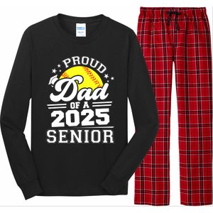 Proud Dad Of A 2025 Senior Grad 2025 Softball Gift Long Sleeve Pajama Set