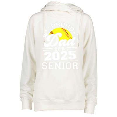 Proud Dad Of A 2025 Senior Grad 2025 Softball Gift Womens Funnel Neck Pullover Hood