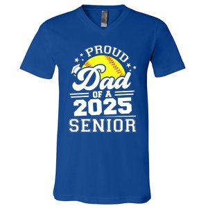 Proud Dad Of A 2025 Senior Grad 2025 Softball Gift V-Neck T-Shirt