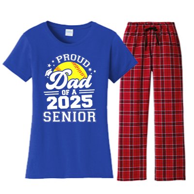 Proud Dad Of A 2025 Senior Grad 2025 Softball Gift Women's Flannel Pajama Set