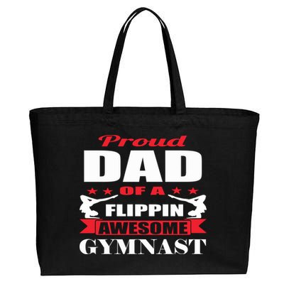 Proud Dad Of A Flippin Awesome Gymnast Gymnastics Dad Funny Gift Cotton Canvas Jumbo Tote