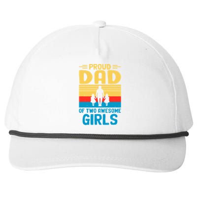 Proud Dad Of Two Awesome Girl I Dad Snapback Five-Panel Rope Hat