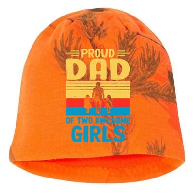 Proud Dad Of Two Awesome Girl I Dad Kati - Camo Knit Beanie