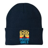 Proud Dad Of Two Awesome Girl I Dad Knit Cap Winter Beanie