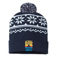 Proud Dad Of Two Awesome Girl I Dad USA-Made Snowflake Beanie