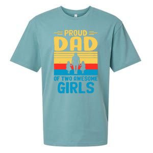 Proud Dad Of Two Awesome Girl I Dad Sueded Cloud Jersey T-Shirt