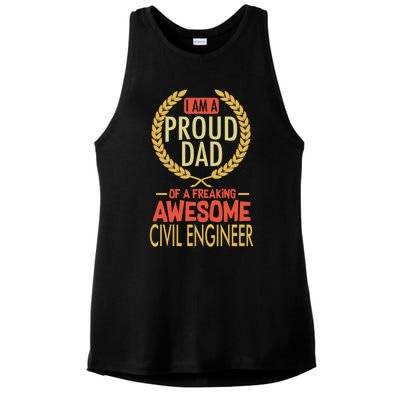 Proud Dad Of A Freaking Awesome Civil Engineer Gift Ladies PosiCharge Tri-Blend Wicking Tank