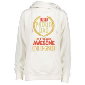 Proud Dad Of A Freaking Awesome Civil Engineer Gift Womens Funnel Neck Pullover Hood