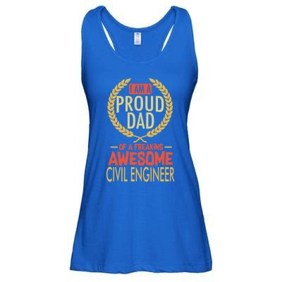 Proud Dad Of A Freaking Awesome Civil Engineer Gift Ladies Essential Flowy Tank