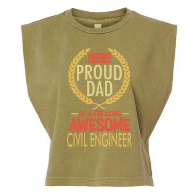 Proud Dad Of A Freaking Awesome Civil Engineer Gift Garment-Dyed Women's Muscle Tee