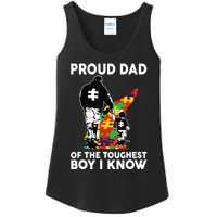 Proud Dad Of The Toughest Boy I Know Autism Awareness Ladies Essential Tank