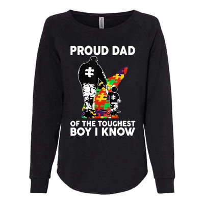 Proud Dad Of The Toughest Boy I Know Autism Awareness Womens California Wash Sweatshirt