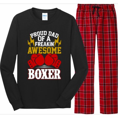 Proud Dad Of A Freakin Awesome Boxer Gift For Boxing Dads Meaningful Gift Long Sleeve Pajama Set