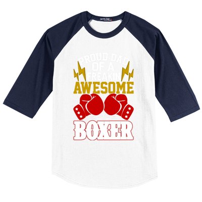 Proud Dad Of A Freakin Awesome Boxer Gift For Boxing Dads Meaningful Gift Baseball Sleeve Shirt