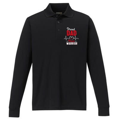 Proud Dad Of A Heart Warrior Chd Awareness Gift Performance Long Sleeve Polo