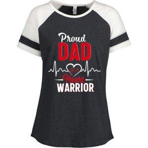 Proud Dad Of A Heart Warrior Chd Awareness Gift Enza Ladies Jersey Colorblock Tee