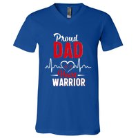 Proud Dad Of A Heart Warrior Chd Awareness Gift V-Neck T-Shirt