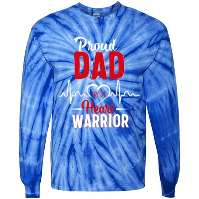 Proud Dad Of A Heart Warrior Chd Awareness Gift Tie-Dye Long Sleeve Shirt