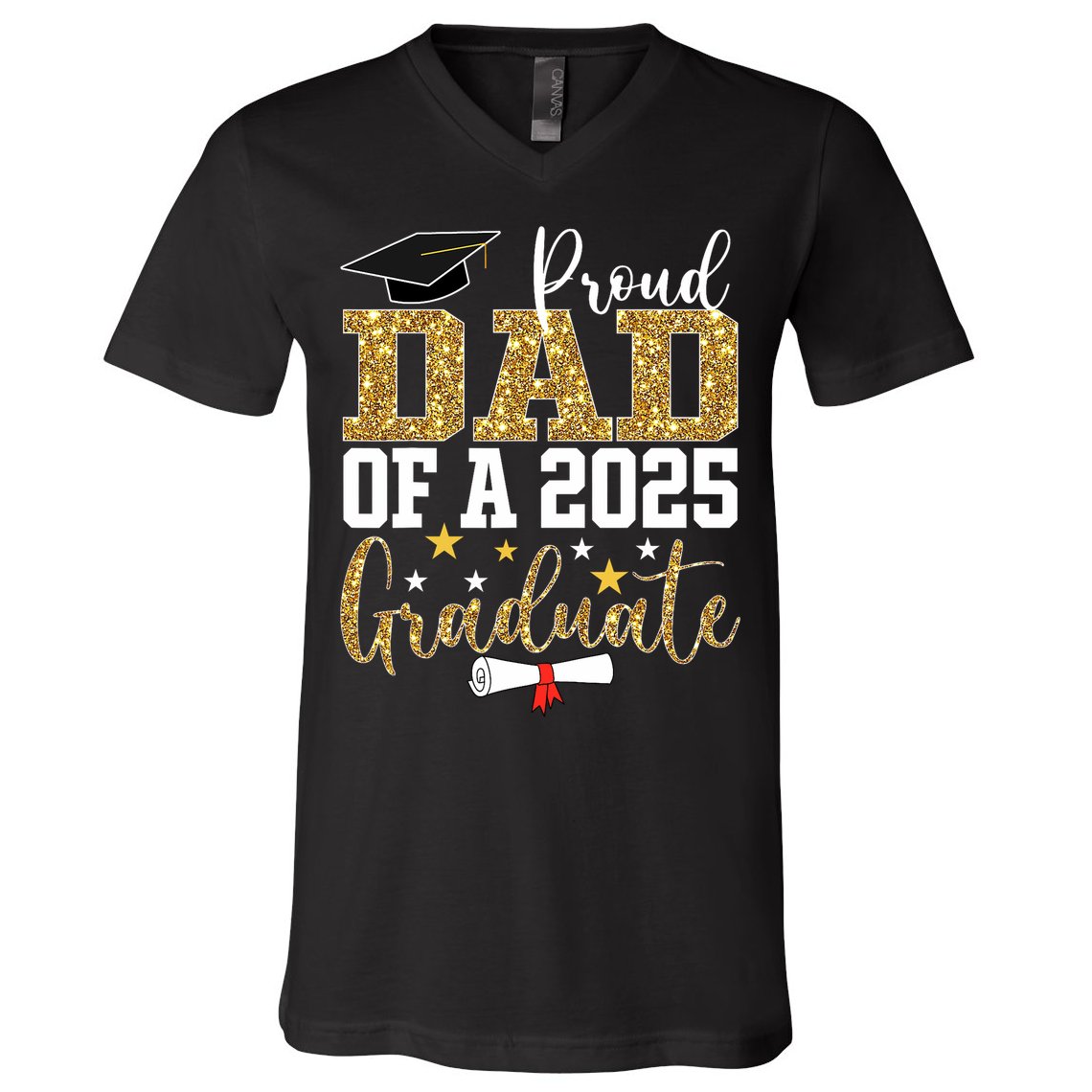 Proud Dad Of A 2025 Graduate Dad Graduation 2025 Father V-Neck T-Shirt