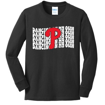 Phillies Dancing On My Own Kids Long Sleeve Shirt