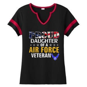 Proud Daughter Of A Air Force Veteran American Flag Military Funny Gift Ladies Halftime Notch Neck Tee