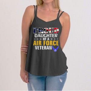 Proud Daughter Of A Air Force Veteran American Flag Military Funny Gift Women's Strappy Tank