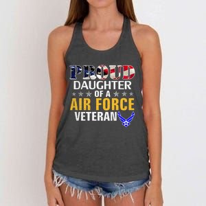 Proud Daughter Of A Air Force Veteran American Flag Military Funny Gift Women's Knotted Racerback Tank