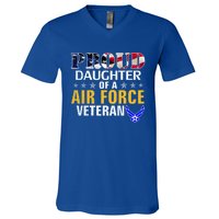 Proud Daughter Of A Air Force Veteran American Flag Military Funny Gift V-Neck T-Shirt