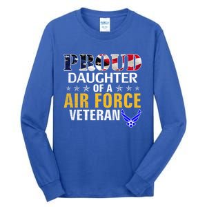 Proud Daughter Of A Air Force Veteran American Flag Military Funny Gift Tall Long Sleeve T-Shirt