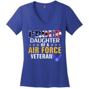 Proud Daughter Of A Air Force Veteran American Flag Military Funny Gift Women's V-Neck T-Shirt