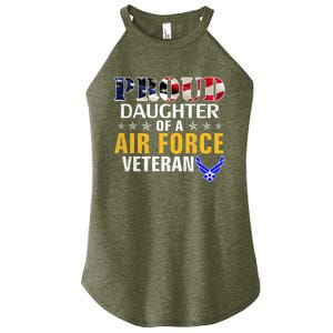 Proud Daughter Of A Air Force Veteran American Flag Military Funny Gift Women's Perfect Tri Rocker Tank