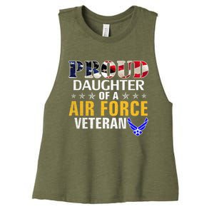 Proud Daughter Of A Air Force Veteran American Flag Military Funny Gift Women's Racerback Cropped Tank