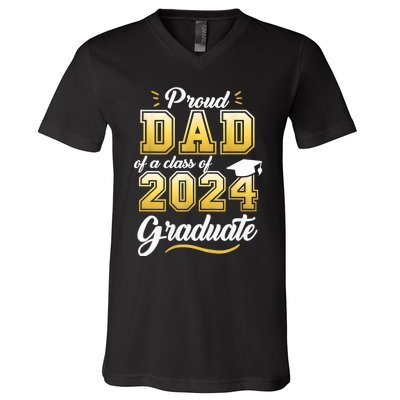 Proud Dad Of A Class Of 2024 Graduate Senior 24 Graduation V-Neck T-Shirt