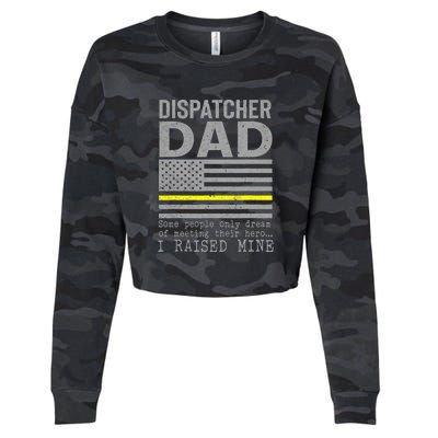 Proud Dad Of A 911 Dispatcher Thin Gold Line Dispatch Father Cropped Pullover Crew