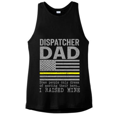 Proud Dad Of A 911 Dispatcher Thin Gold Line Dispatch Father Ladies PosiCharge Tri-Blend Wicking Tank