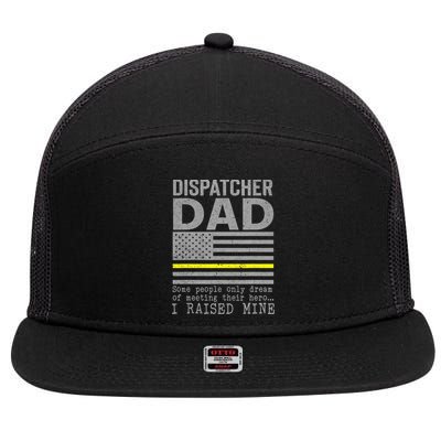 Proud Dad Of A 911 Dispatcher Thin Gold Line Dispatch Father 7 Panel Mesh Trucker Snapback Hat