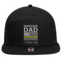 Proud Dad Of A 911 Dispatcher Thin Gold Line Dispatch Father 7 Panel Mesh Trucker Snapback Hat