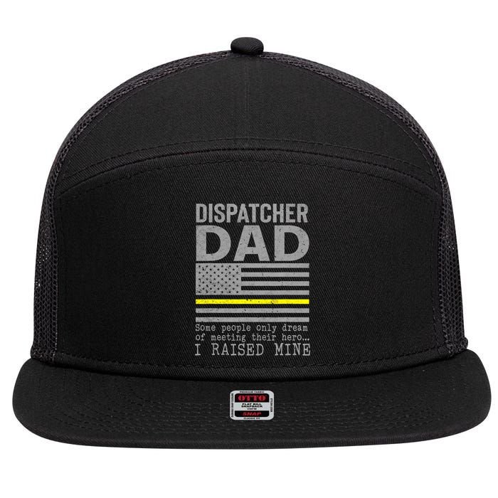 Proud Dad Of A 911 Dispatcher Thin Gold Line Dispatch Father 7 Panel Mesh Trucker Snapback Hat