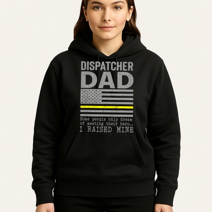 Proud Dad Of A 911 Dispatcher Thin Gold Line Dispatch Father Hoodie