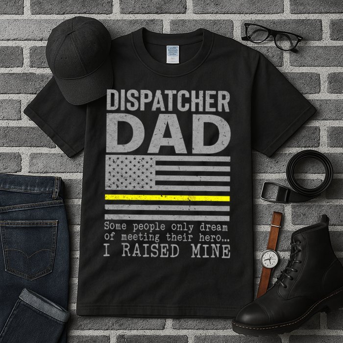 Proud Dad Of A 911 Dispatcher Thin Gold Line Dispatch Father Tall T-Shirt