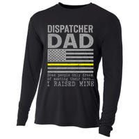 Proud Dad Of A 911 Dispatcher Thin Gold Line Dispatch Father Cooling Performance Long Sleeve Crew