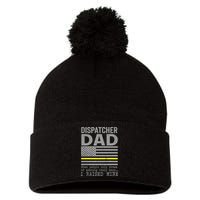 Proud Dad Of A 911 Dispatcher Thin Gold Line Dispatch Father Pom Pom 12in Knit Beanie
