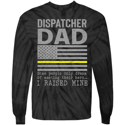 Proud Dad Of A 911 Dispatcher Thin Gold Line Dispatch Father Tie-Dye Long Sleeve Shirt