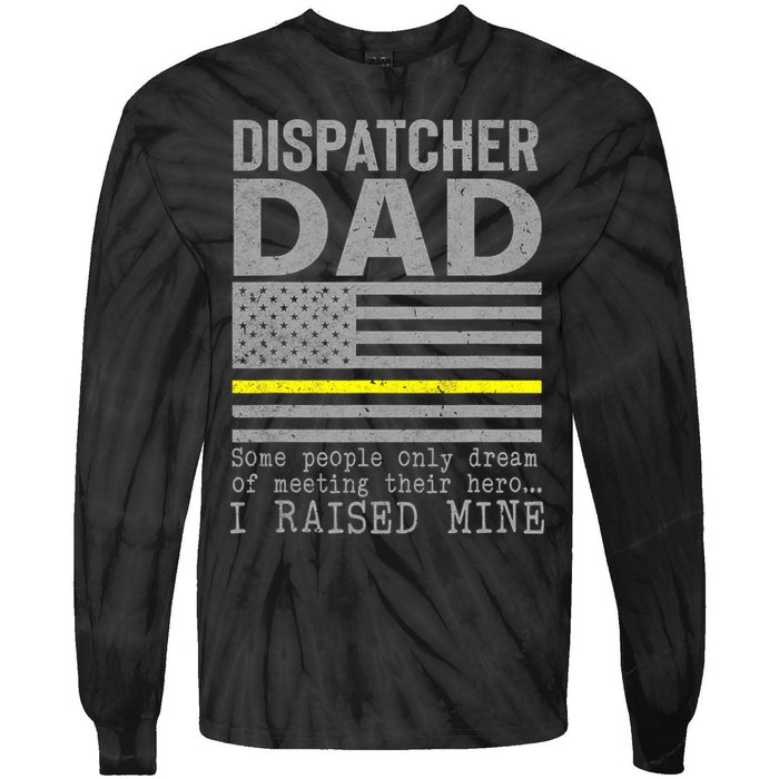 Proud Dad Of A 911 Dispatcher Thin Gold Line Dispatch Father Tie-Dye Long Sleeve Shirt