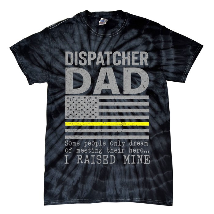 Proud Dad Of A 911 Dispatcher Thin Gold Line Dispatch Father Tie-Dye T-Shirt