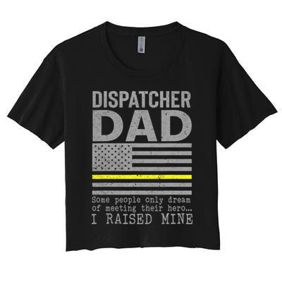 Proud Dad Of A 911 Dispatcher Thin Gold Line Dispatch Father Crop Top