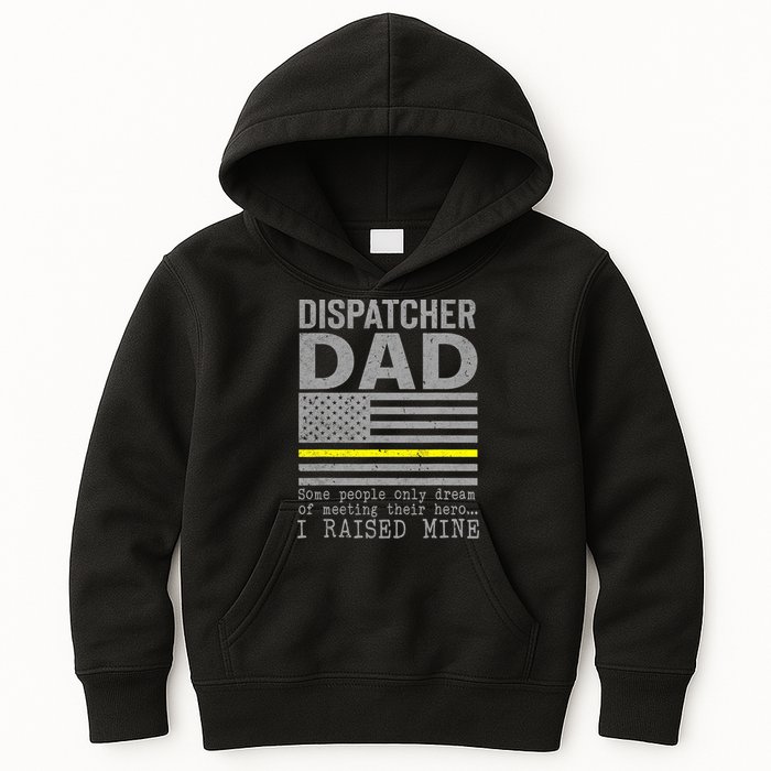 Proud Dad Of A 911 Dispatcher Thin Gold Line Dispatch Father Kids Hoodie