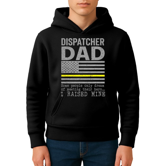 Proud Dad Of A 911 Dispatcher Thin Gold Line Dispatch Father Kids Hoodie