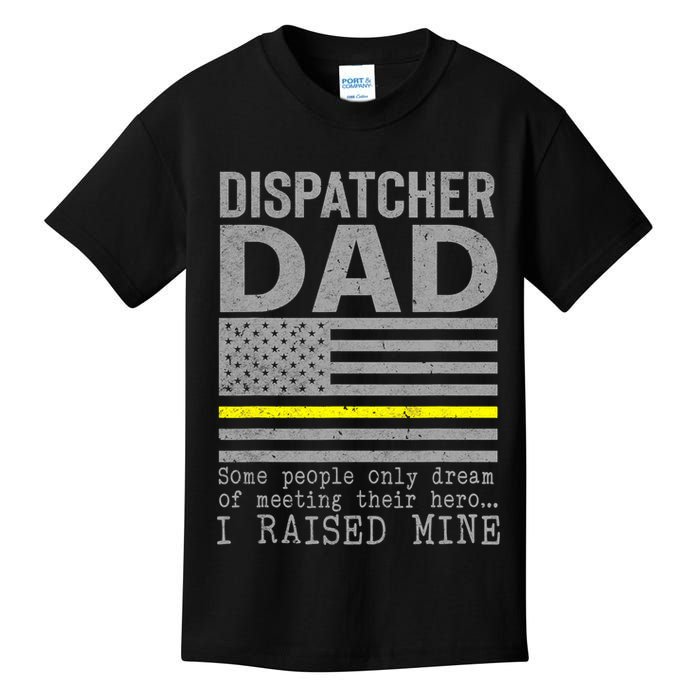 Proud Dad Of A 911 Dispatcher Thin Gold Line Dispatch Father Kids T-Shirt