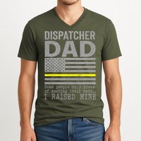 Proud Dad Of A 911 Dispatcher Thin Gold Line Dispatch Father V-Neck T-Shirt